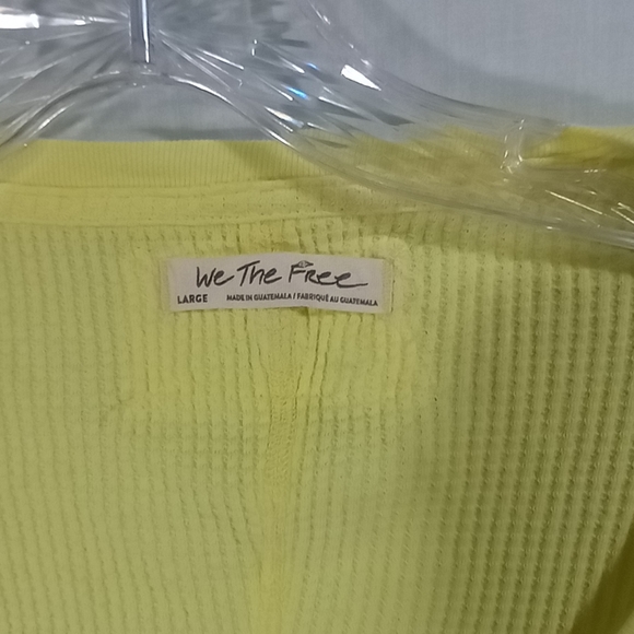We The Free Yellow Cotton Oversized Waffle Knit Slouchy Top Size L - Picture 2 of 4